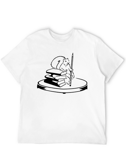 Squirrel & Books Graphic Tee - Unique Design