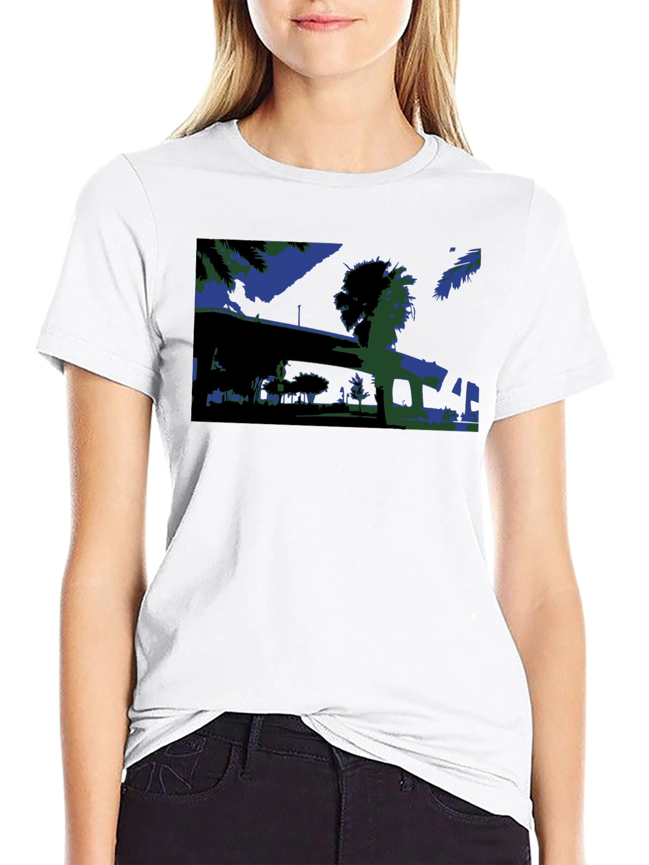 Abstract Blue & Green Graphic Tee