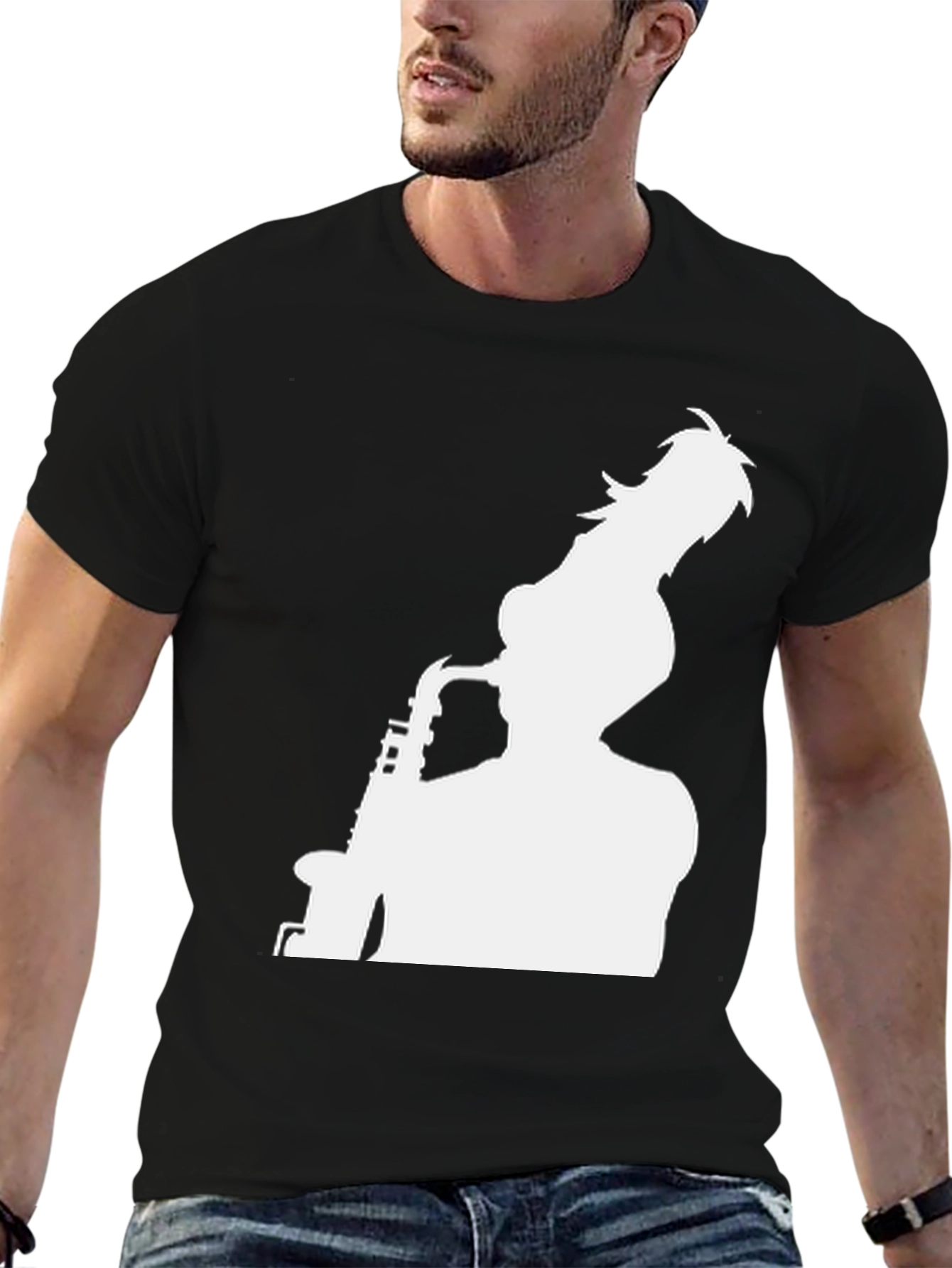 Saxophone Player Graphic Tee - Black