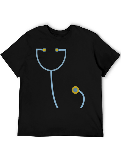 Funny Doctor Stethoscope Graphic T-Shirt - Black