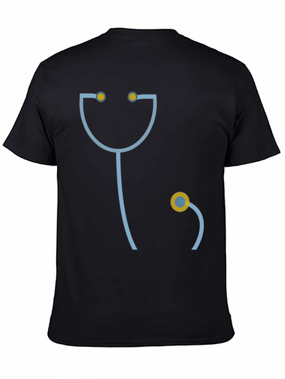 Funny Doctor Stethoscope Graphic T-Shirt - Black