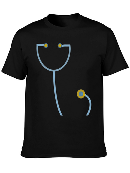 Funny Doctor Stethoscope Graphic T-Shirt - Black
