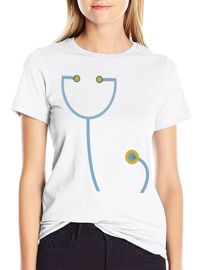 Funny Doctor Stethoscope Graphic T-Shirt - Black