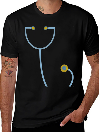 Funny Doctor Stethoscope Graphic T-Shirt - Black