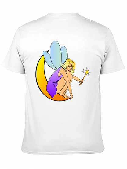 Fairy on Moon Black T-Shirt