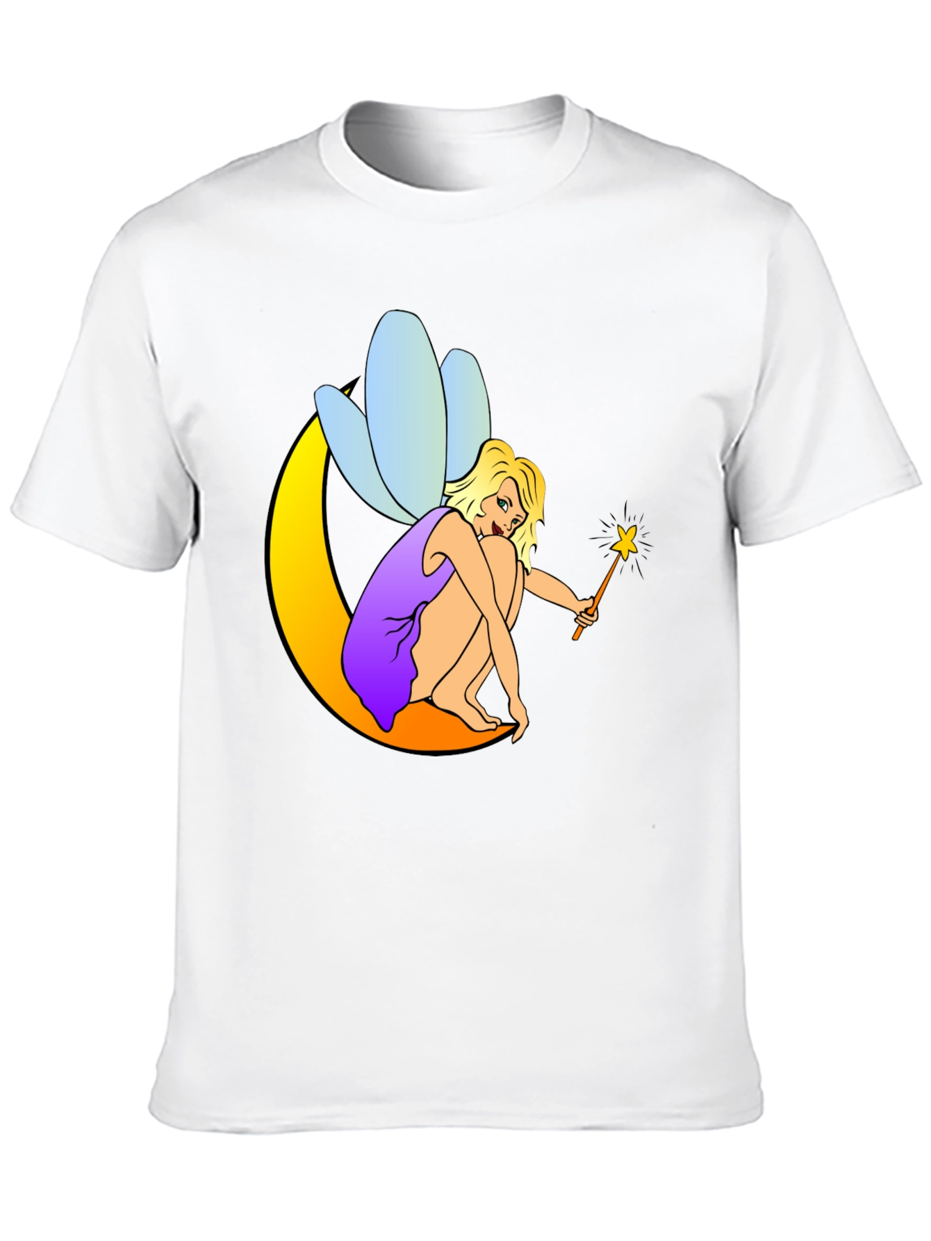 Fairy on Moon Black T-Shirt