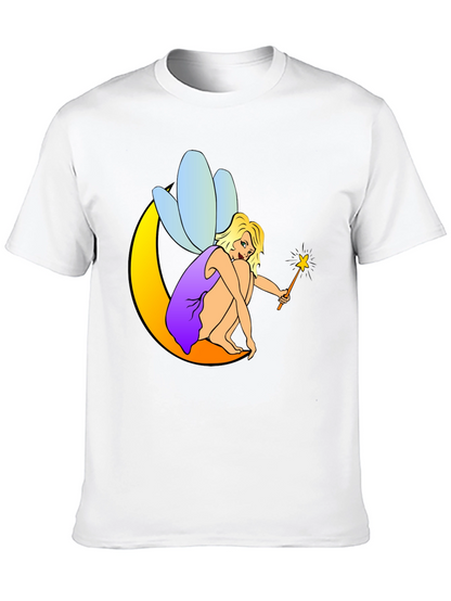 Fairy on Moon Black T-Shirt
