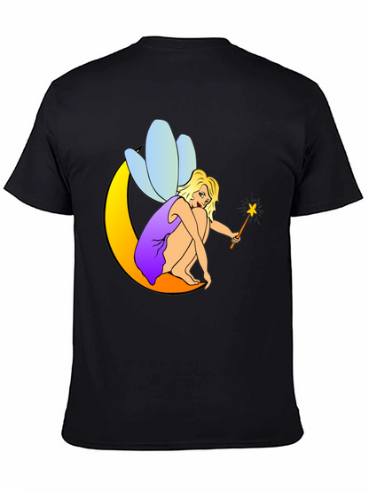 Fairy on Moon Black T-Shirt