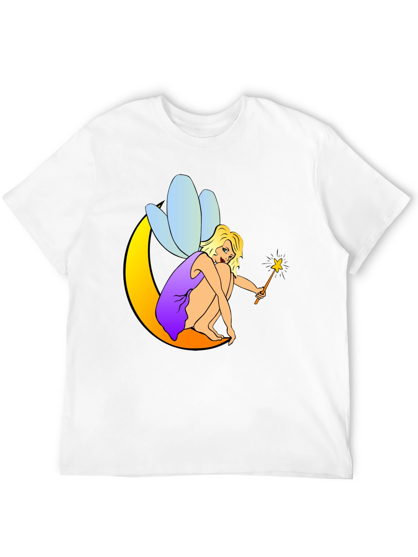Fairy on Moon Black T-Shirt
