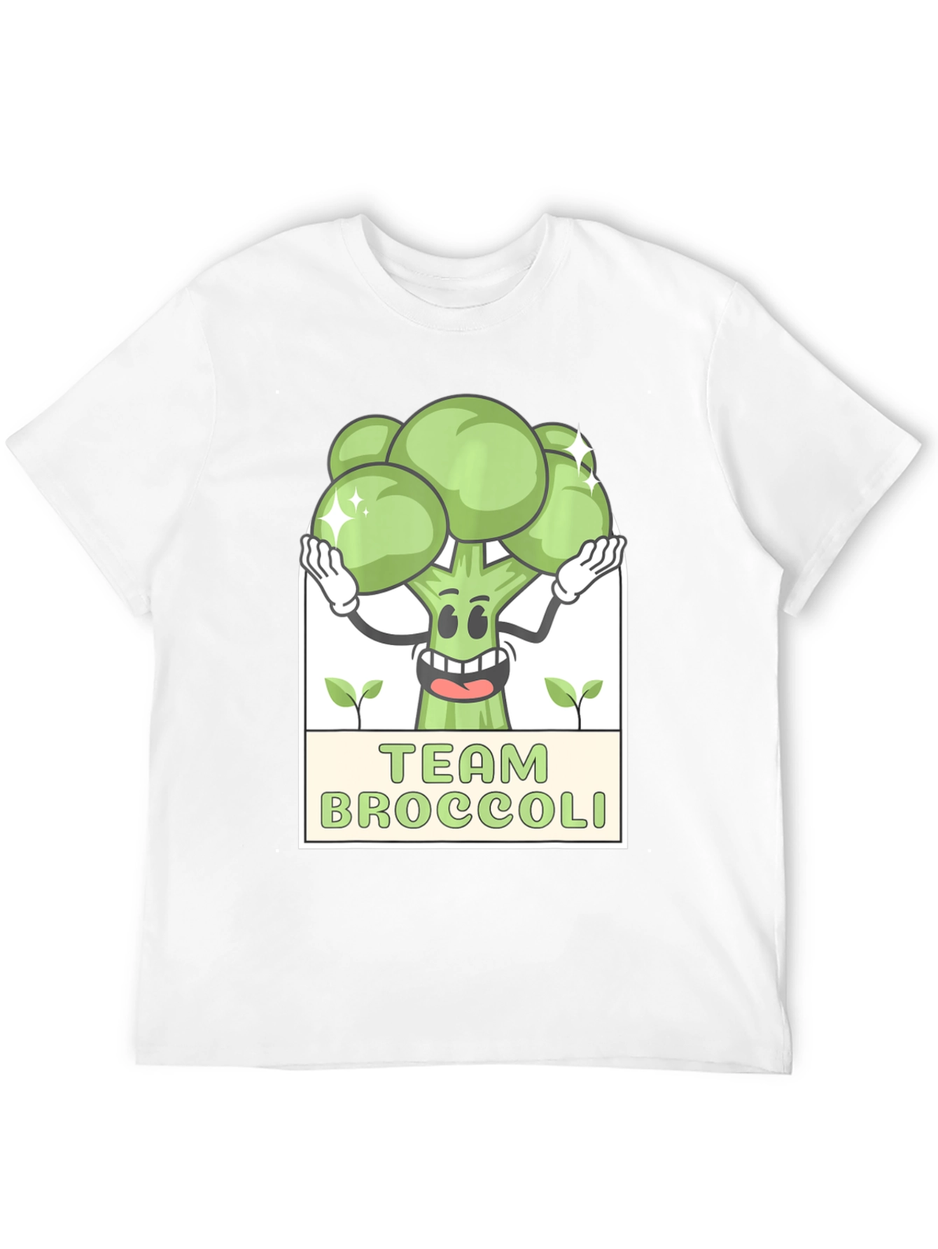 Team Broccoli Cartoon Graphic Black T-Shirt