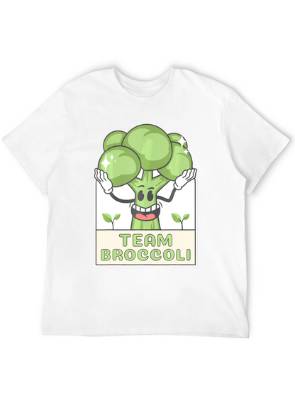 Team Broccoli Cartoon Graphic Black T-Shirt