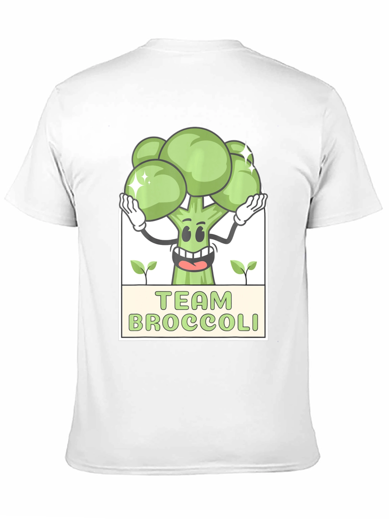 Team Broccoli Cartoon Graphic Black T-Shirt