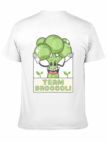 Team Broccoli Cartoon Graphic Black T-Shirt