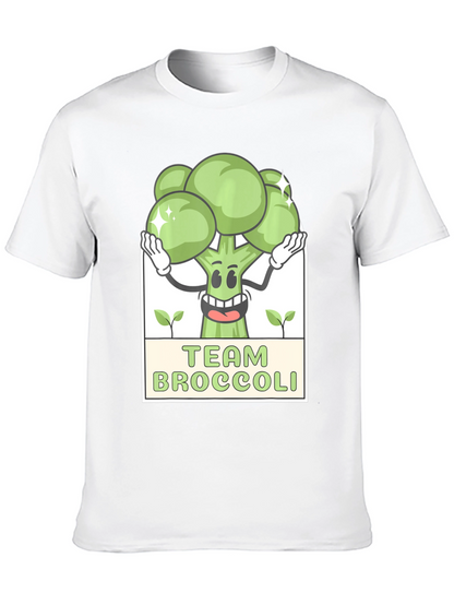 Team Broccoli Cartoon Graphic Black T-Shirt
