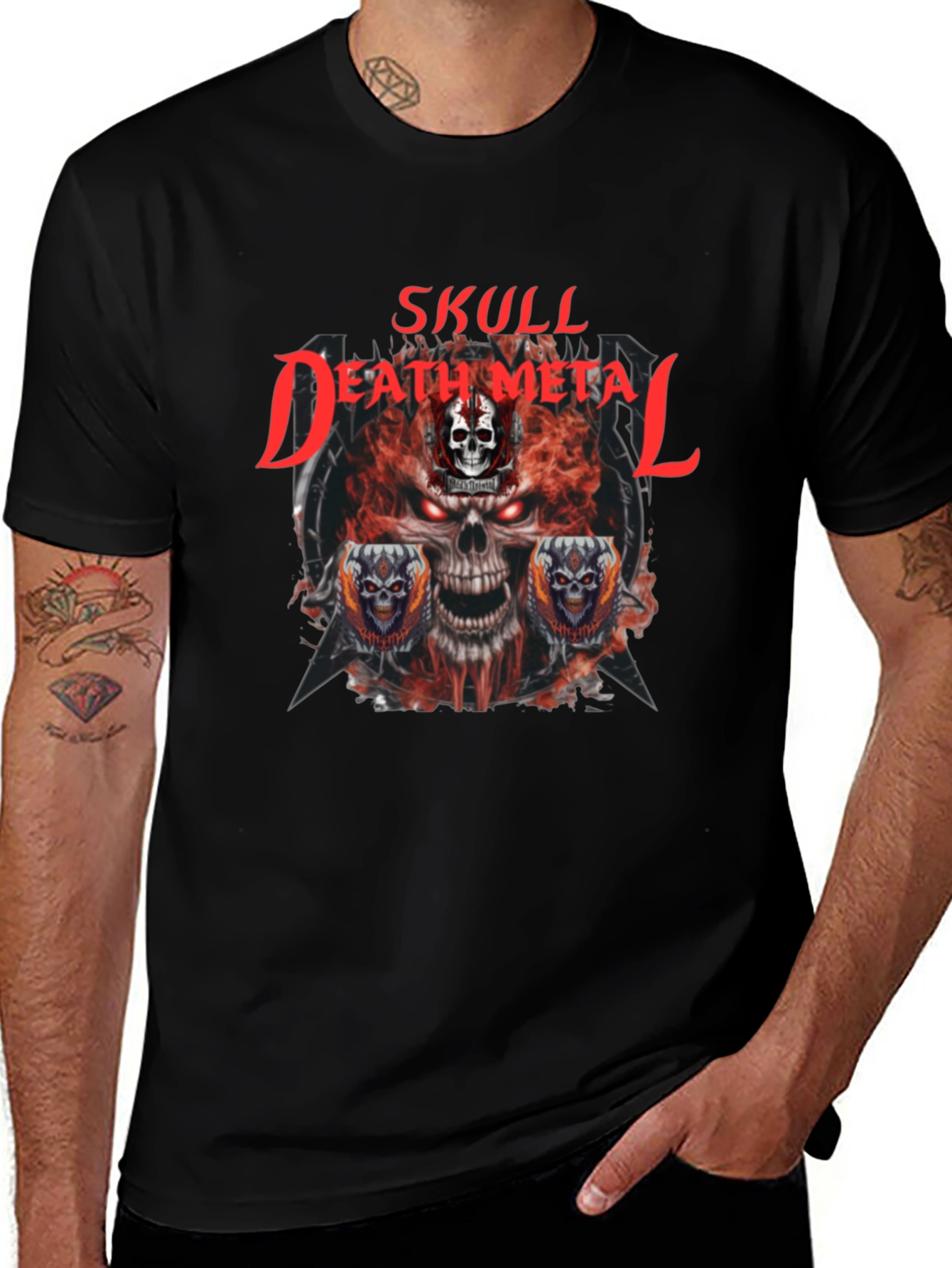 Skull Death Metal Graphic T-Shirt