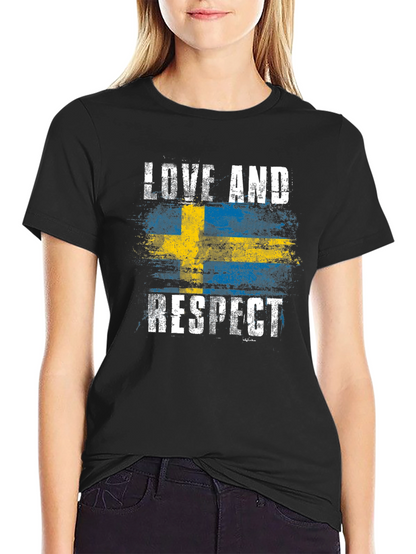 Sweden Flag Love & Respect Graphic T-Shirt