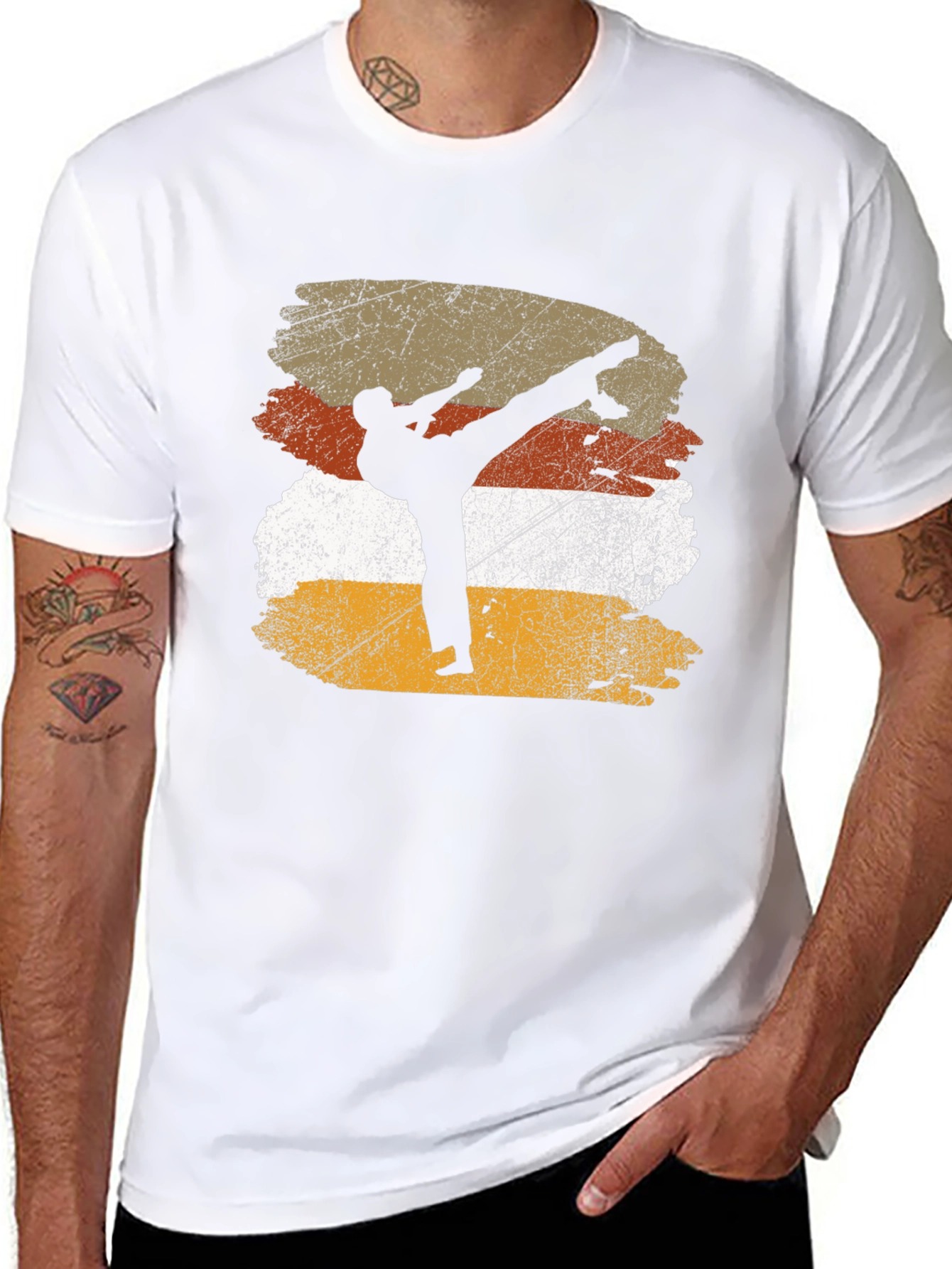 Martial Arts Silhouette Graphic Tee - Black