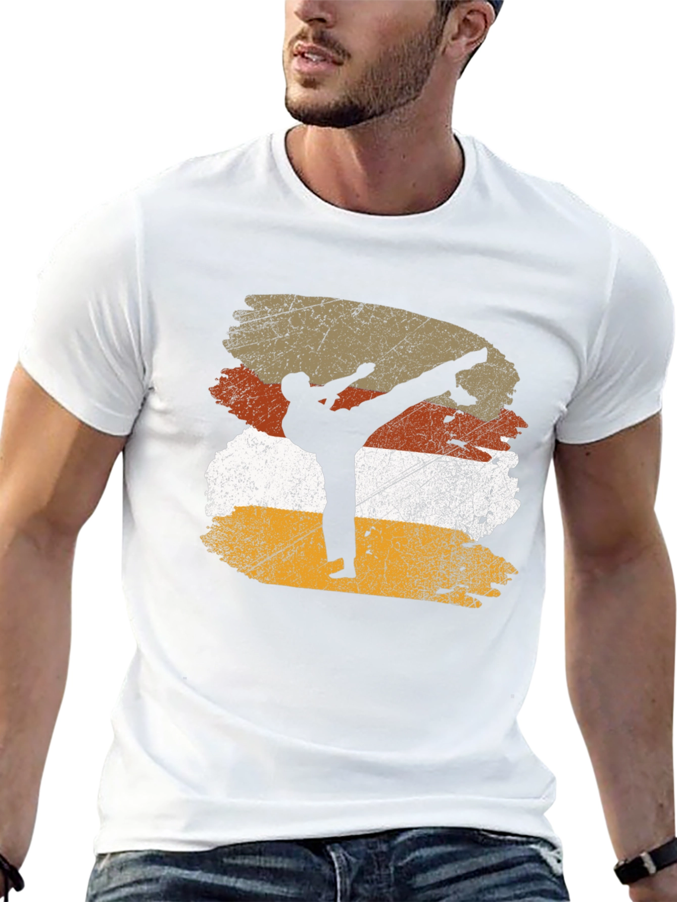 Martial Arts Silhouette Graphic Tee - Black