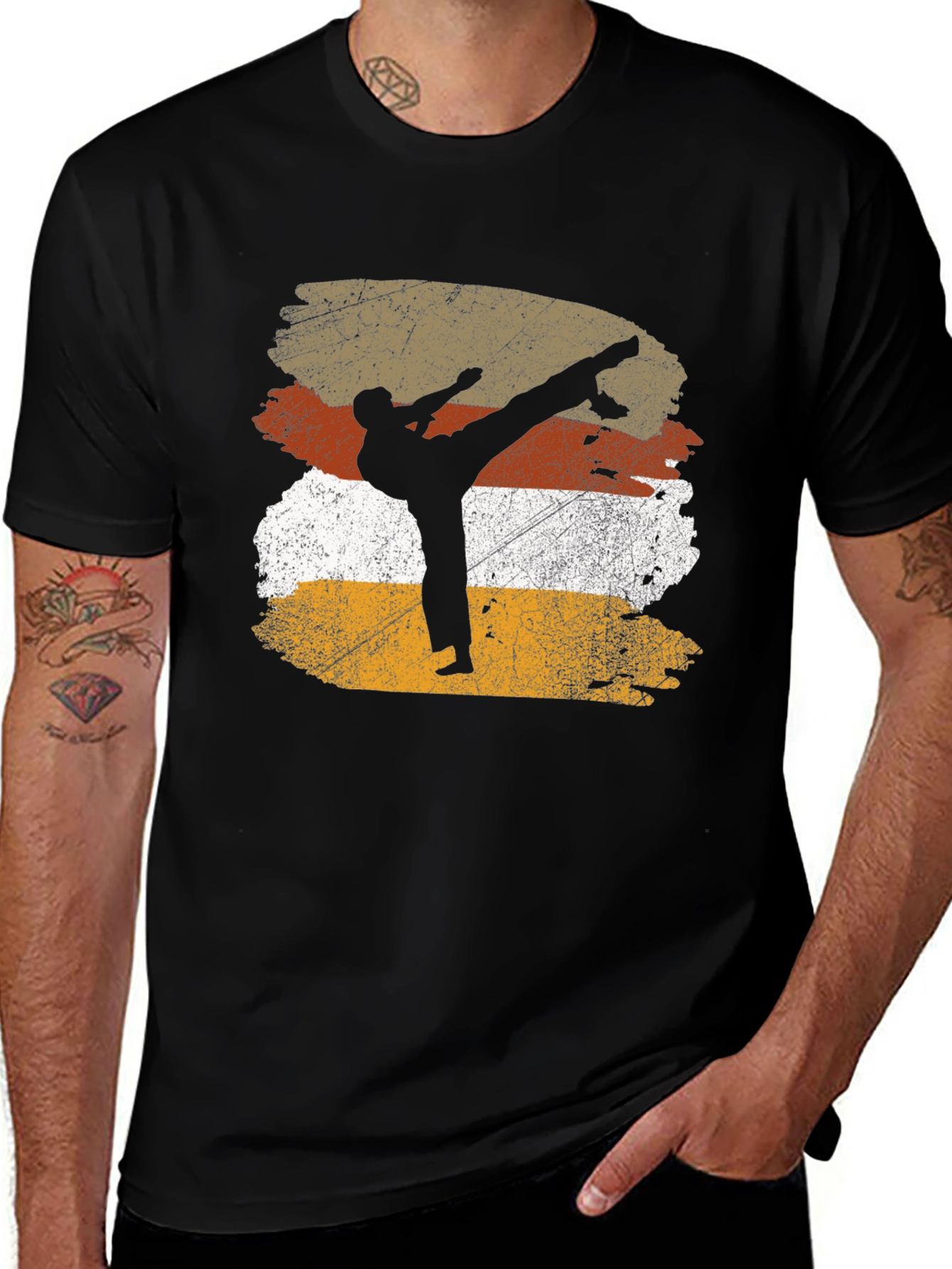 Martial Arts Silhouette Graphic Tee - Black