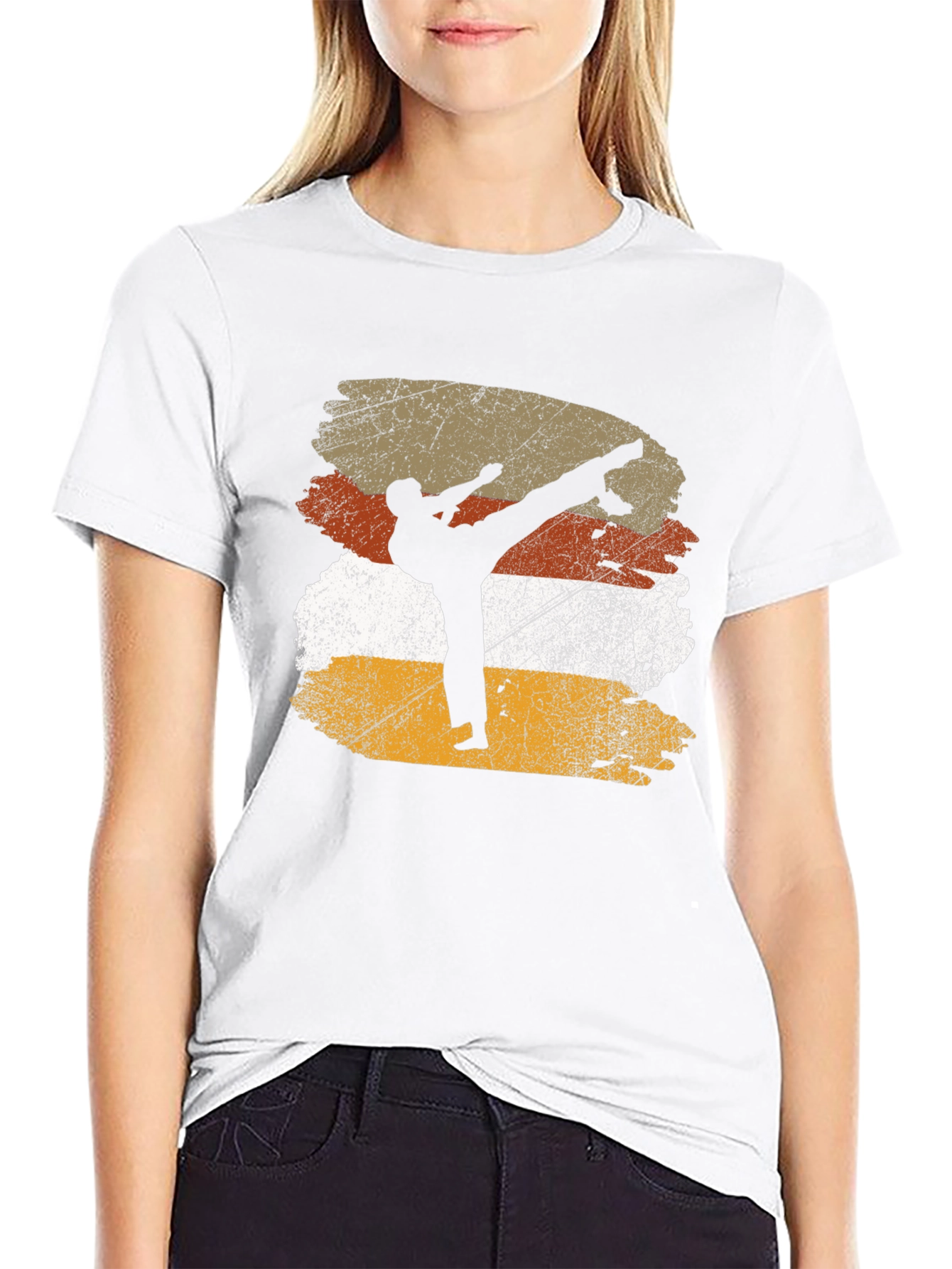 Martial Arts Silhouette Graphic Tee - Black