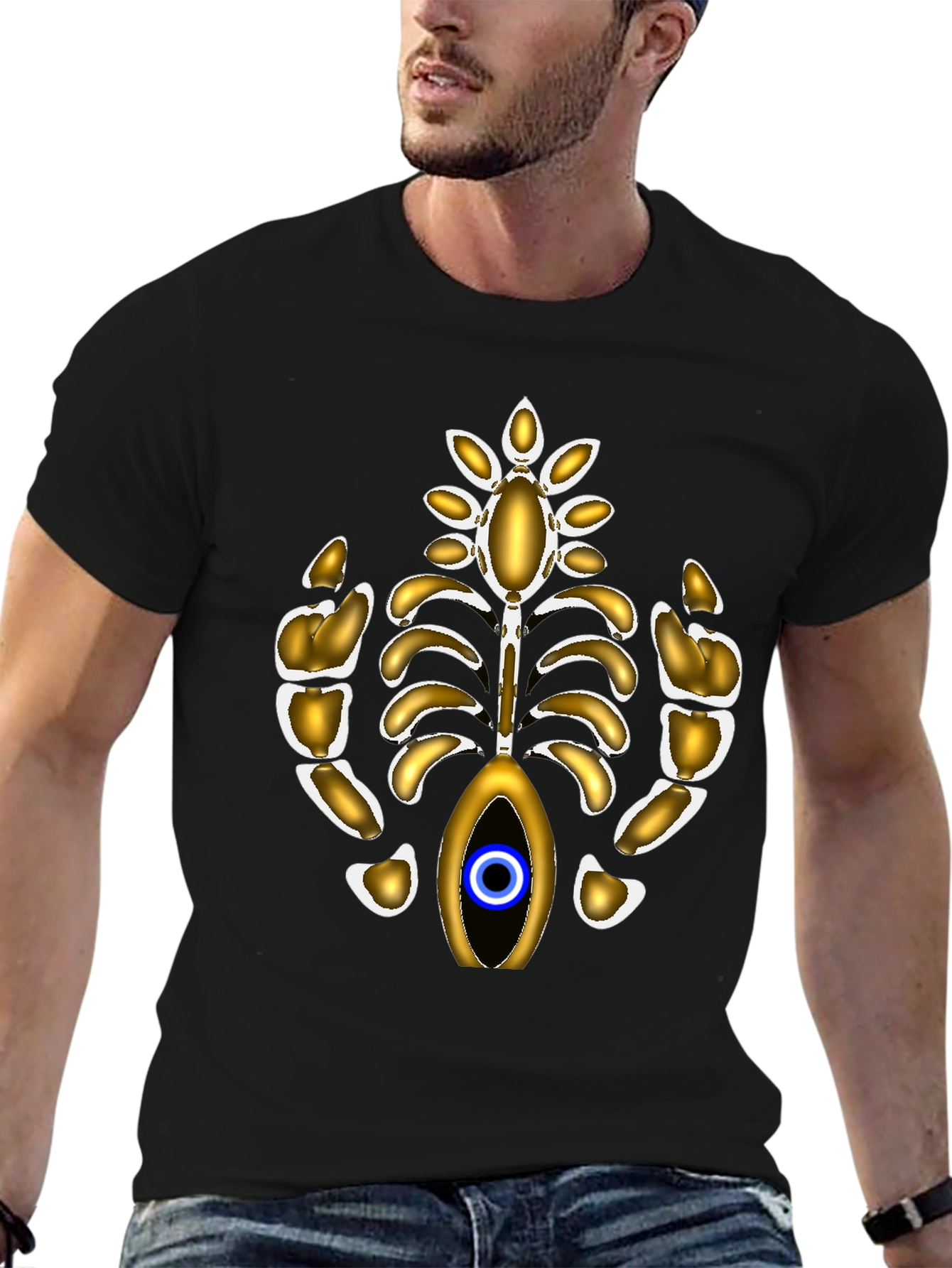 Eye-Catching Metallic Ribcage Graphic Tee