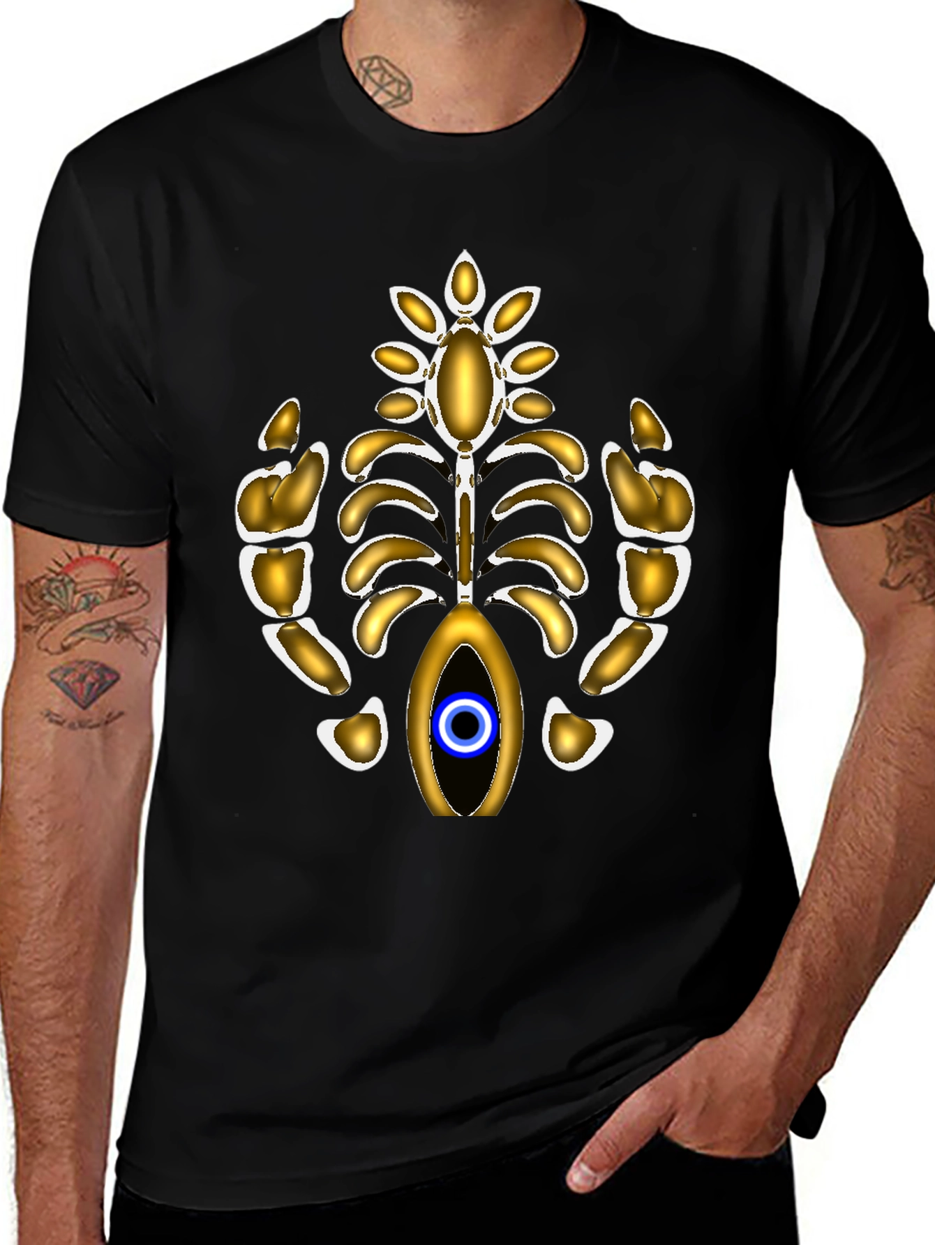 Eye-Catching Metallic Ribcage Graphic Tee