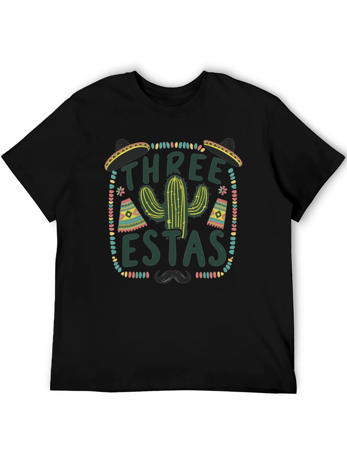 Three-estas Fiesta Black Graphic Tee