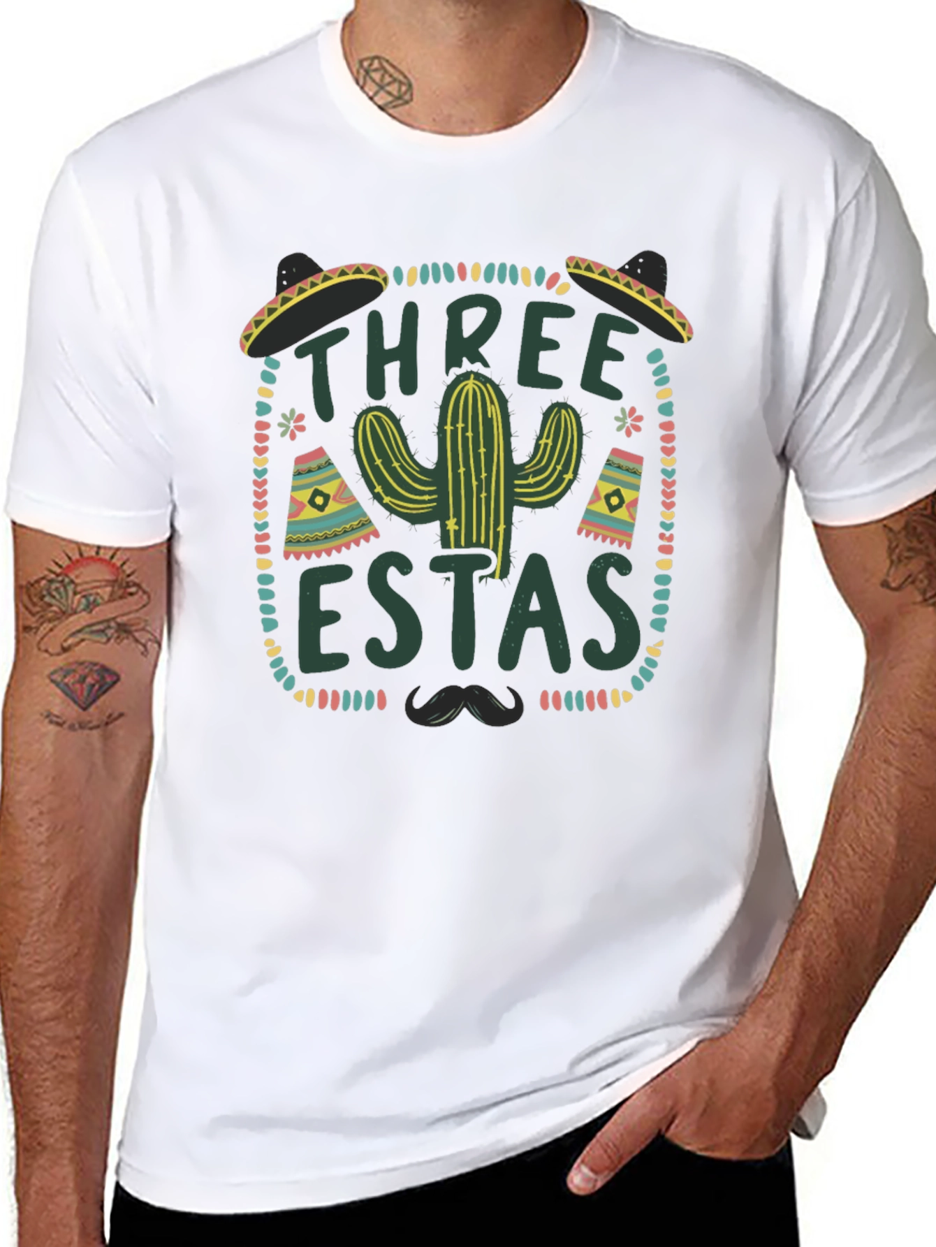 Three-estas Fiesta Black Graphic Tee