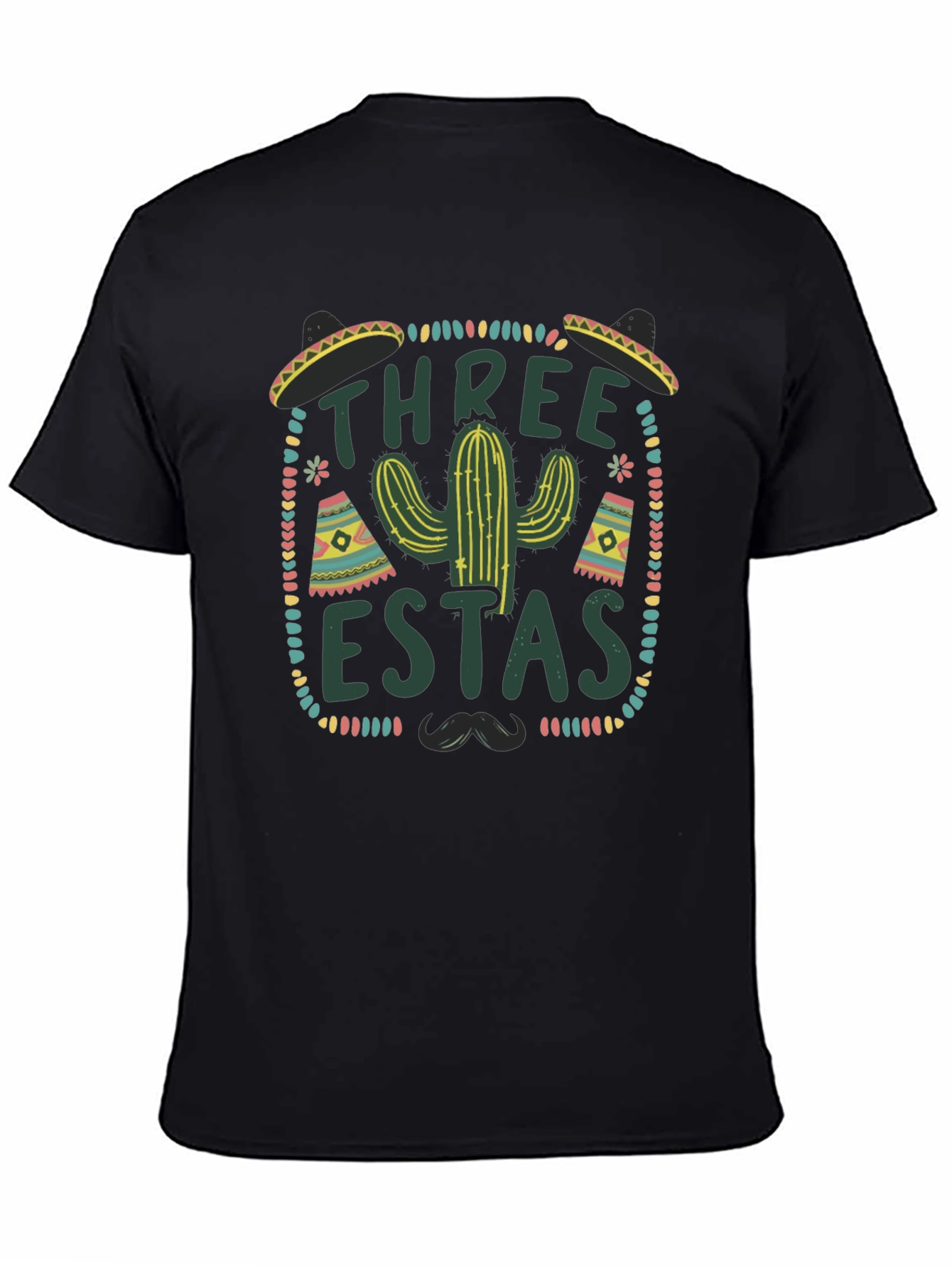 Three-estas Fiesta Black Graphic Tee