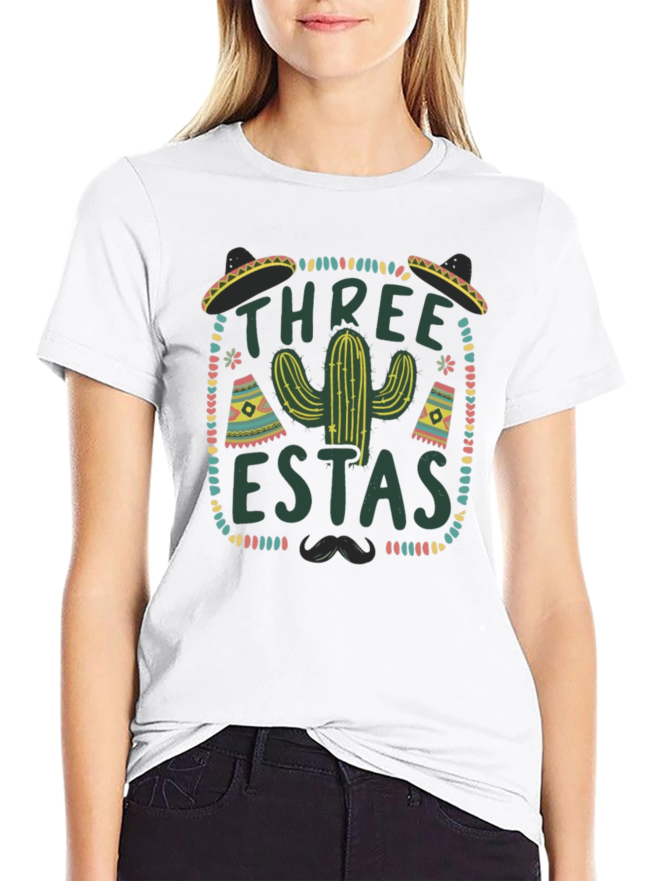 Three-estas Fiesta Black Graphic Tee