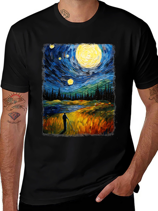 Starry Night Golfer Graphic Tee