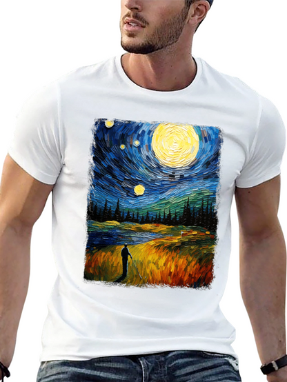 Starry Night Golfer Graphic Tee