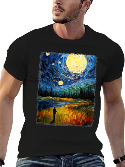 Starry Night Golfer Graphic Tee