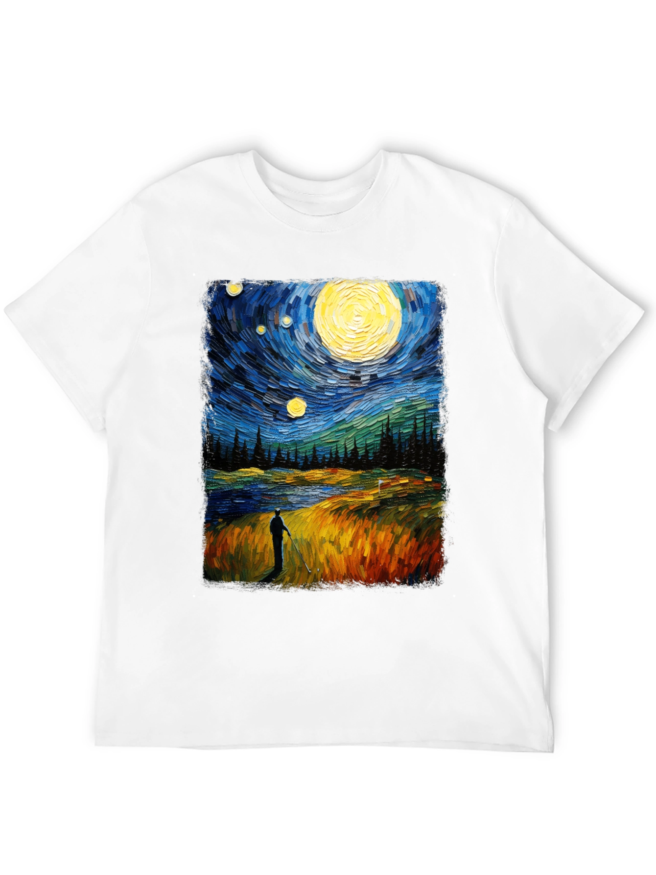 Starry Night Golfer Graphic Tee