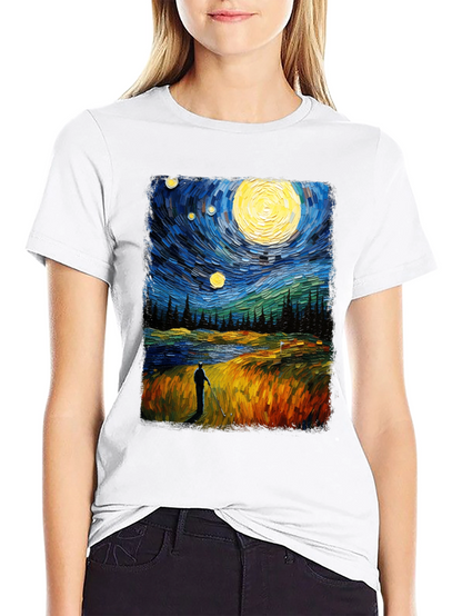 Starry Night Golfer Graphic Tee