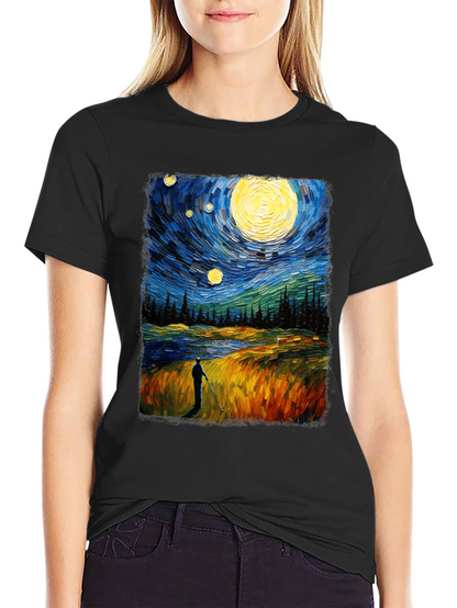 Starry Night Golfer Graphic Tee