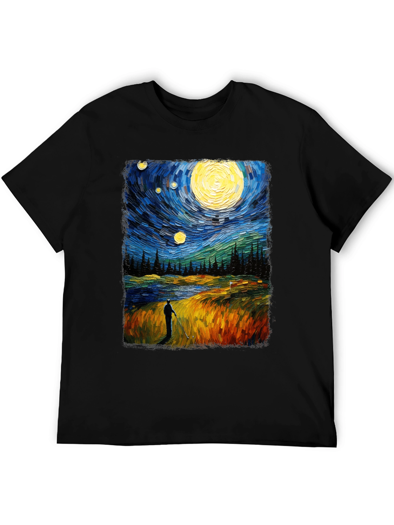 Starry Night Golfer Graphic Tee