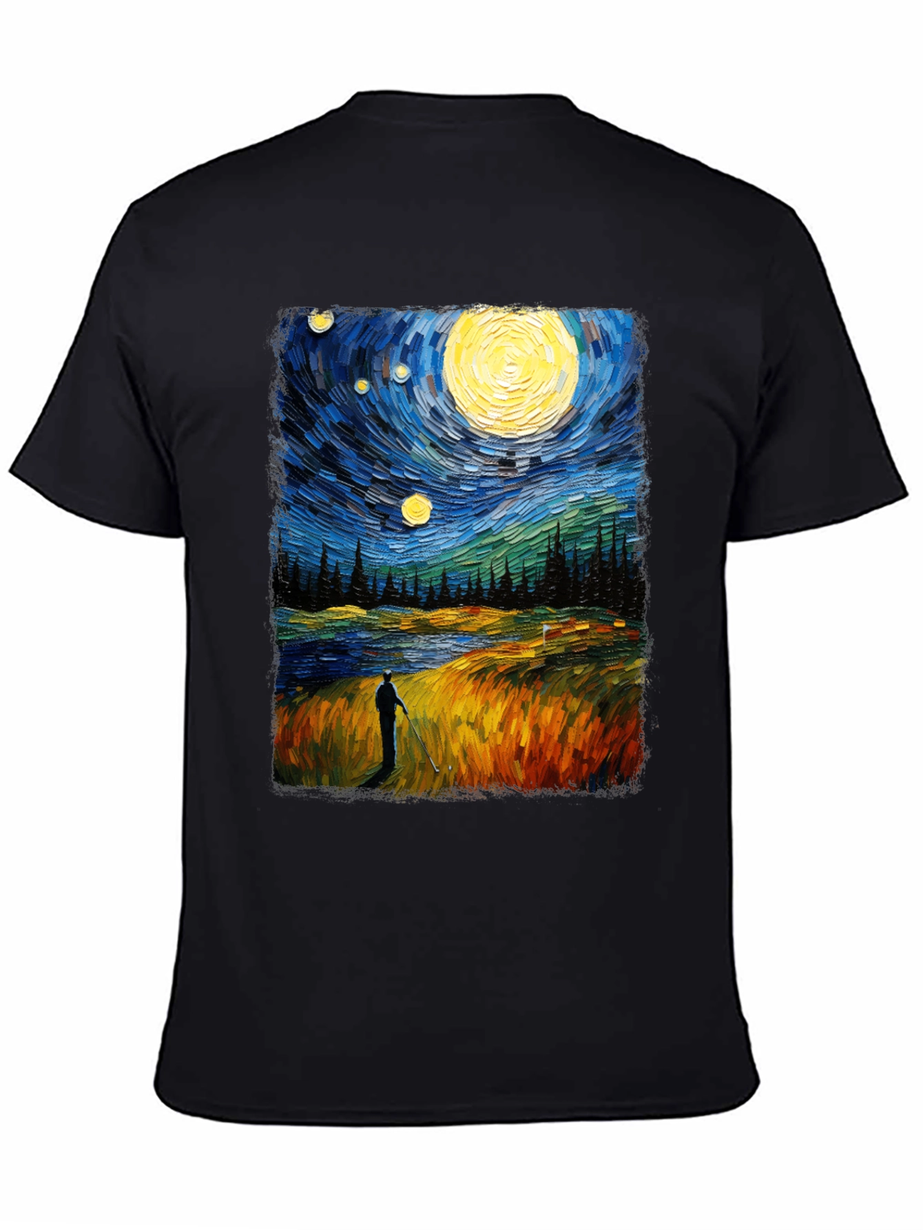 Starry Night Golfer Graphic Tee