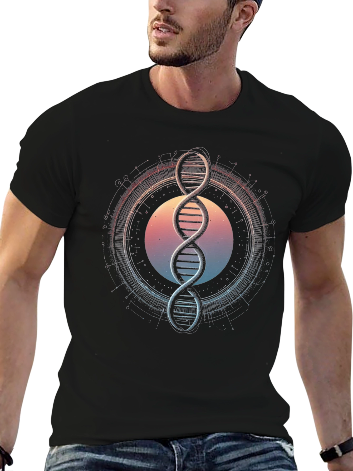 DNA Graphic Tee - Science Inspired Black T-Shirt