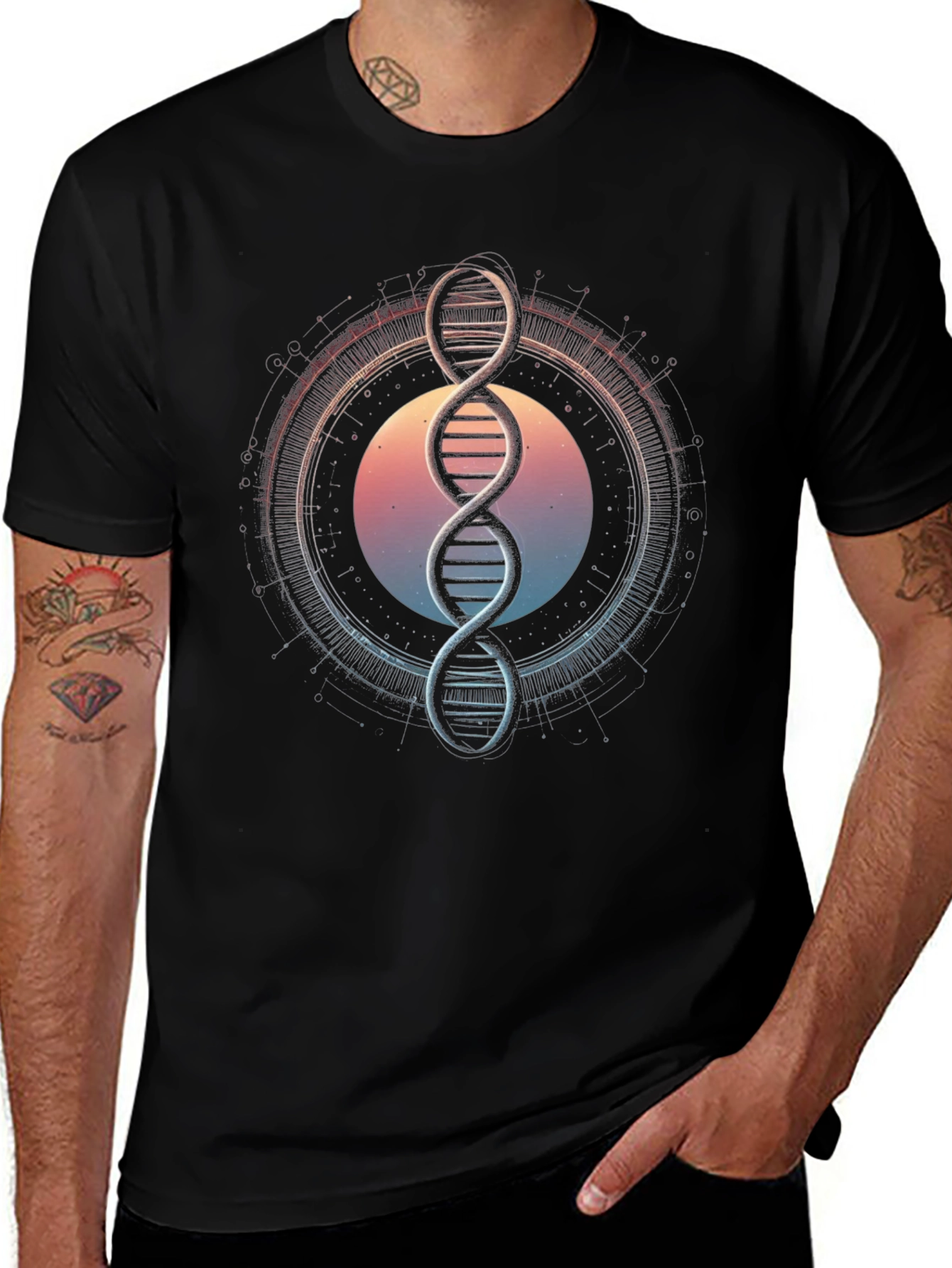DNA Graphic Tee - Science Inspired Black T-Shirt