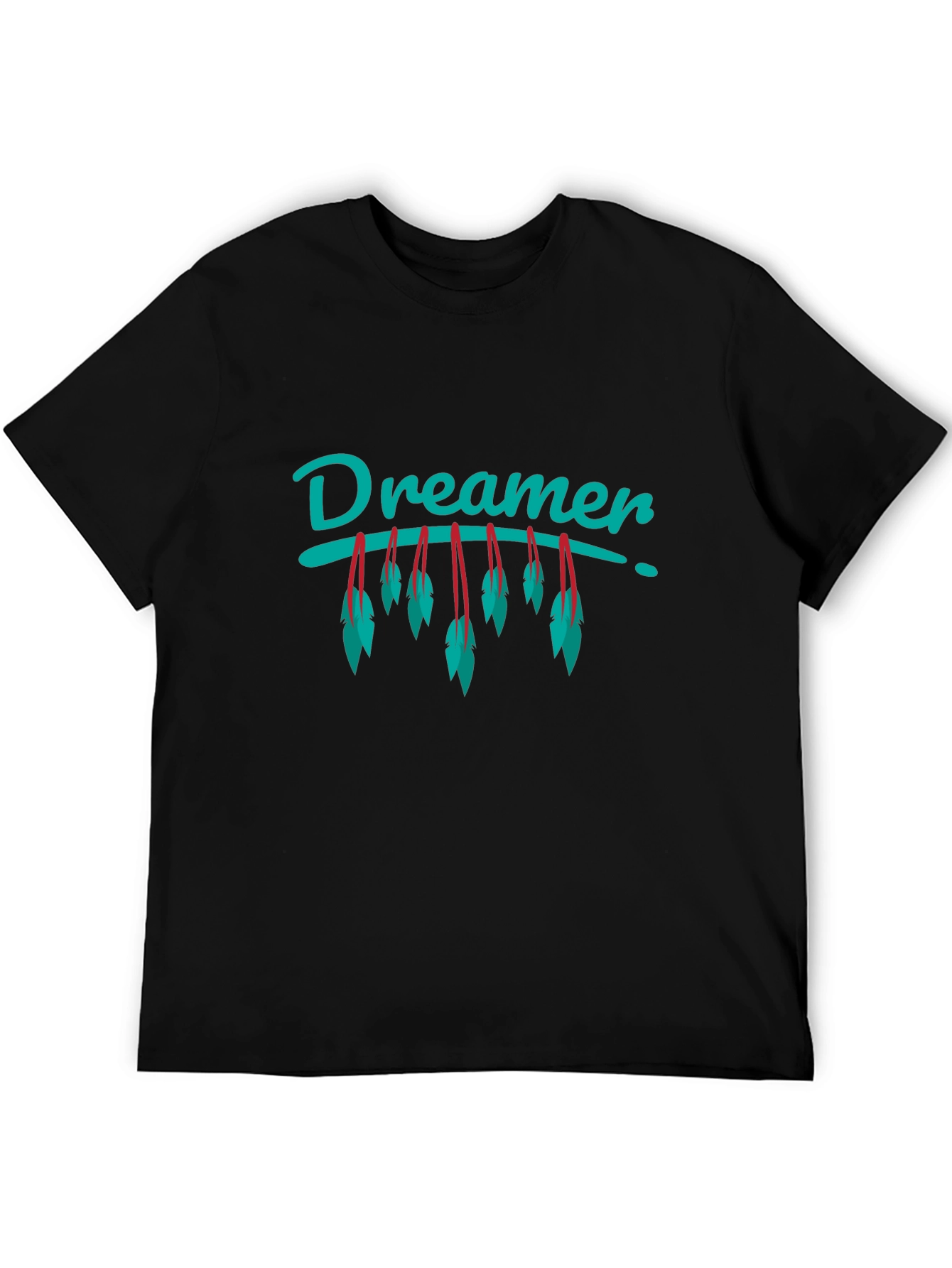 Dreamer Feather Graphic Black T-Shirt