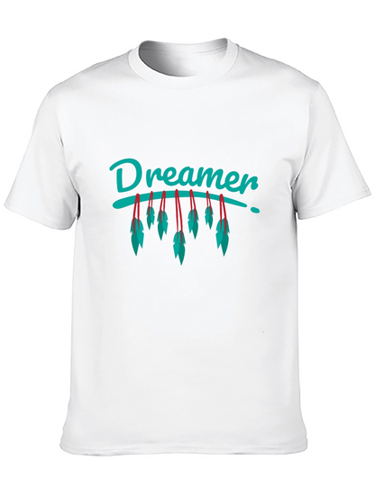Dreamer Feather Graphic Black T-Shirt
