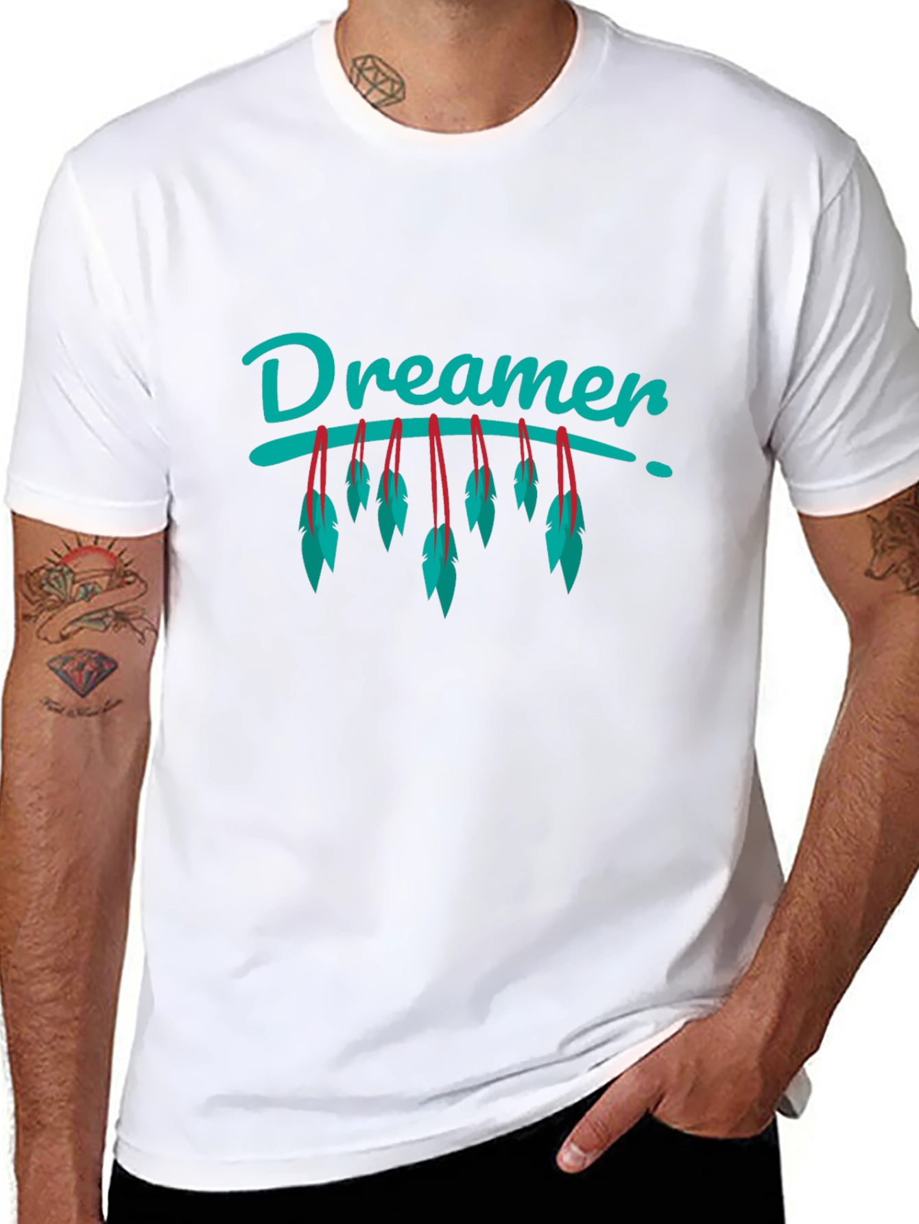 Dreamer Feather Graphic Black T-Shirt