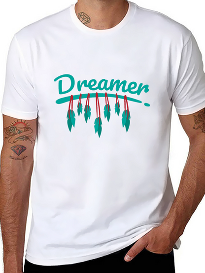 Dreamer Feather Graphic Black T-Shirt