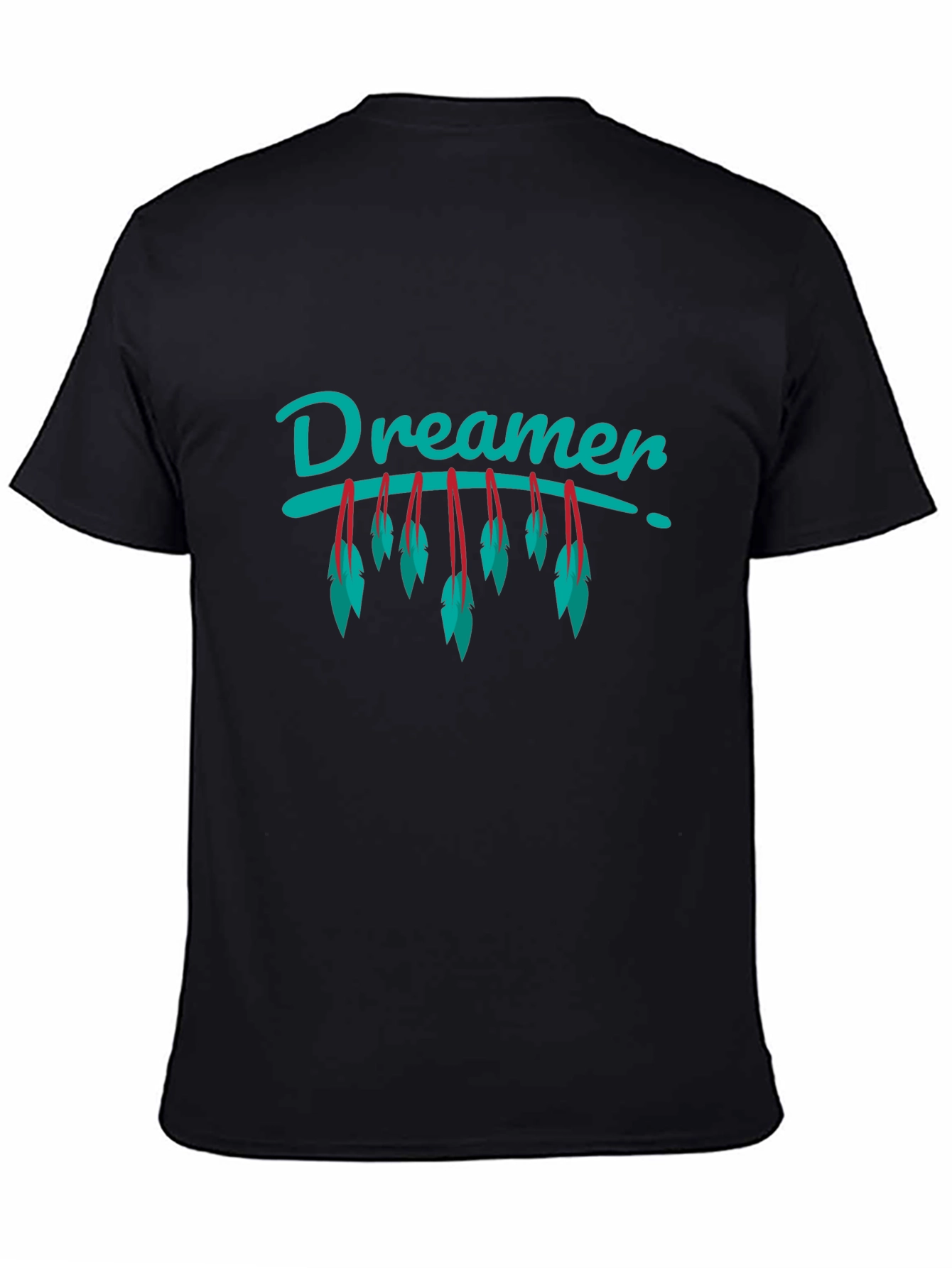 Dreamer Feather Graphic Black T-Shirt