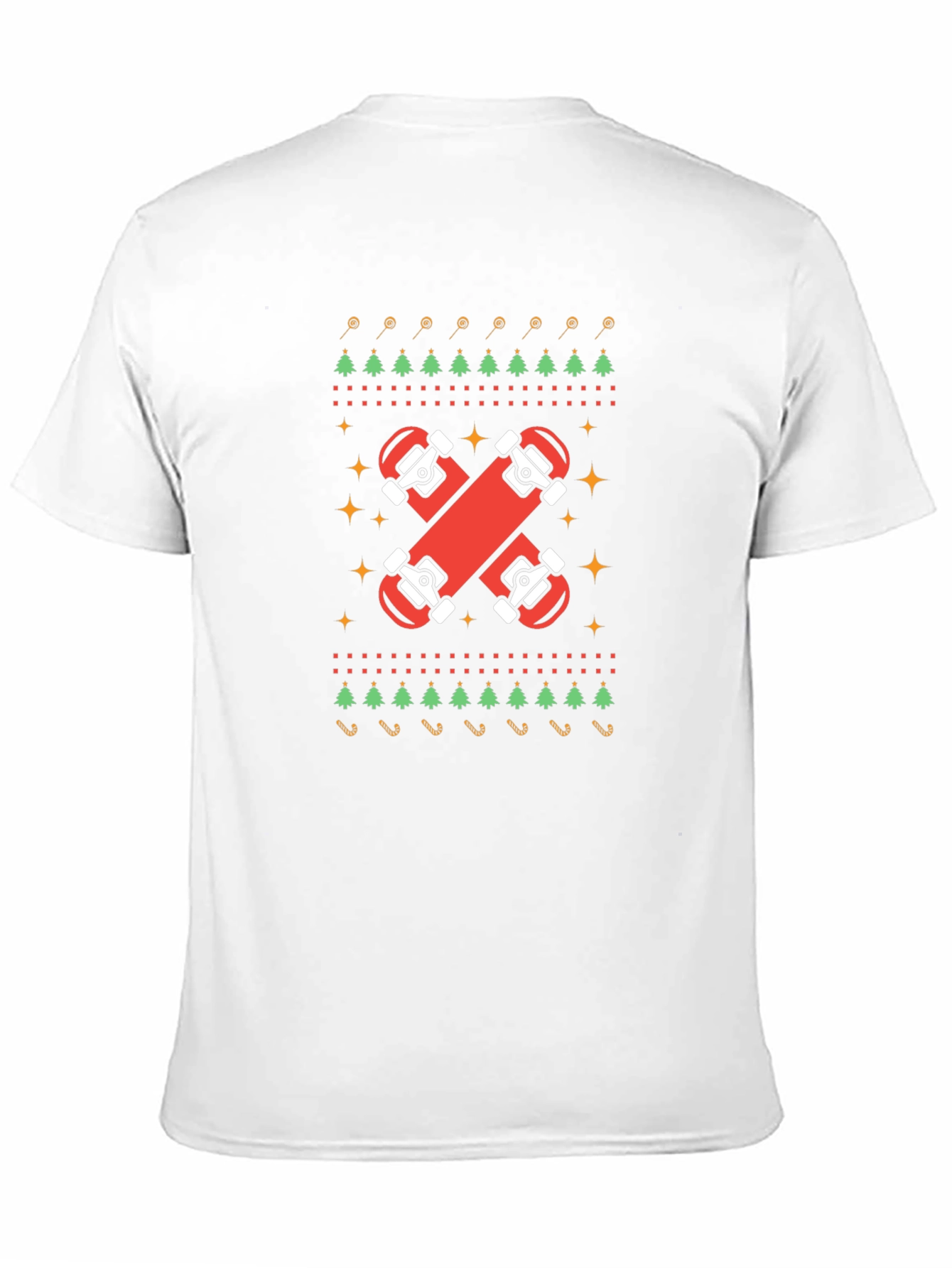 Skateboard Christmas Ugly Sweater Style Graphic Tee