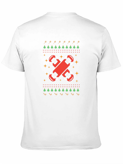 Skateboard Christmas Ugly Sweater Style Graphic Tee
