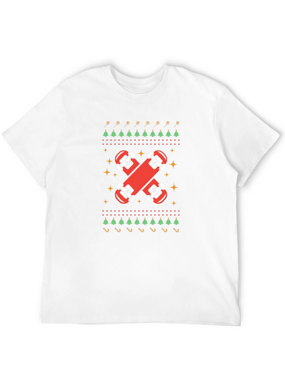 Skateboard Christmas Ugly Sweater Style Graphic Tee