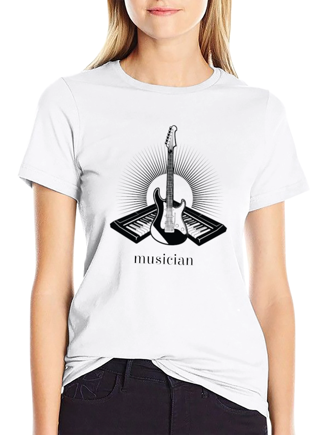 Musician Graphic Print Black T-Shirt