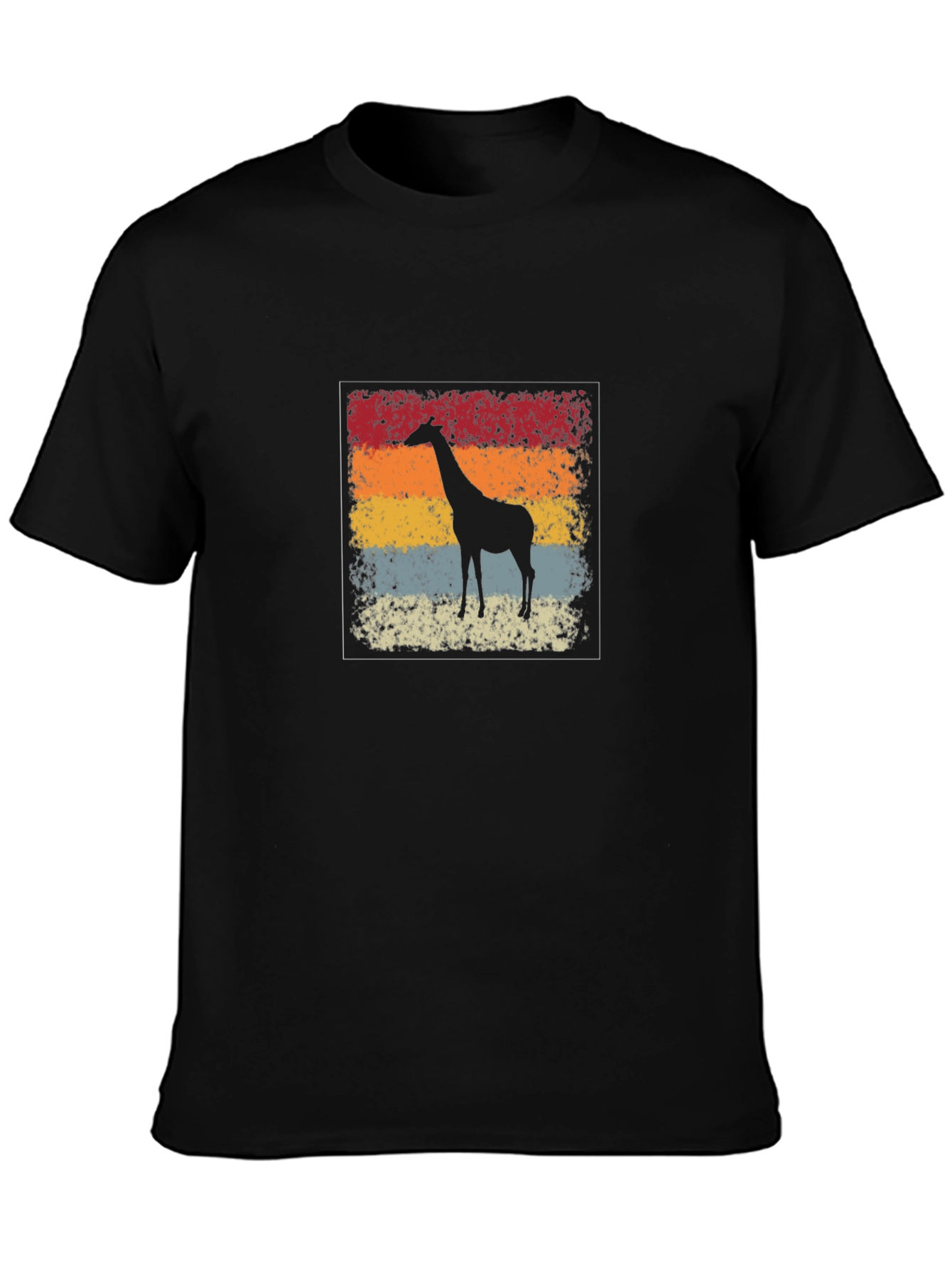 Retro Giraffe Graphic T-Shirt - Black